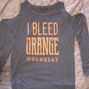 Dark gray TN “I bleed orange #gameday” tee